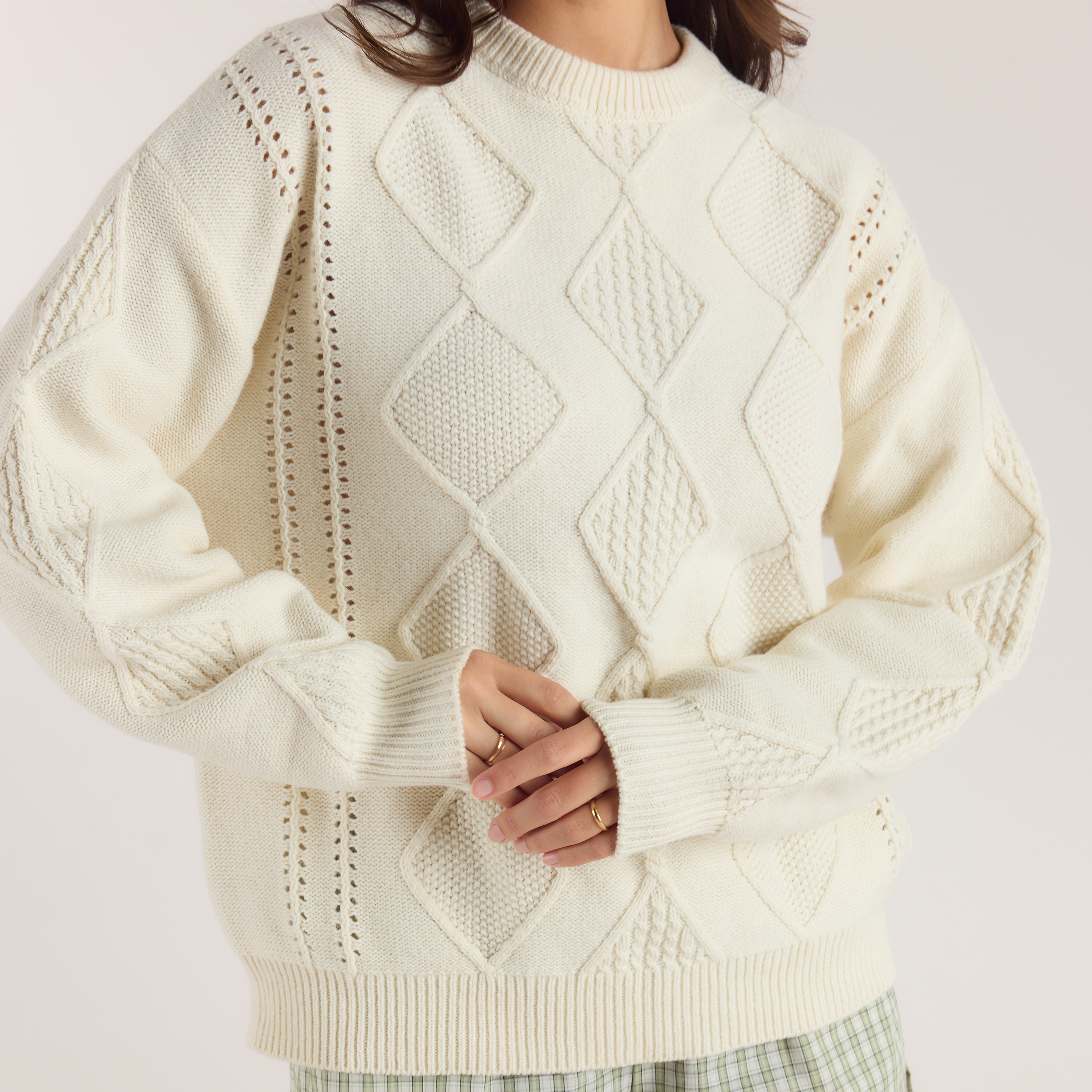 Cable-Knit Jumper - Cream - Image 4