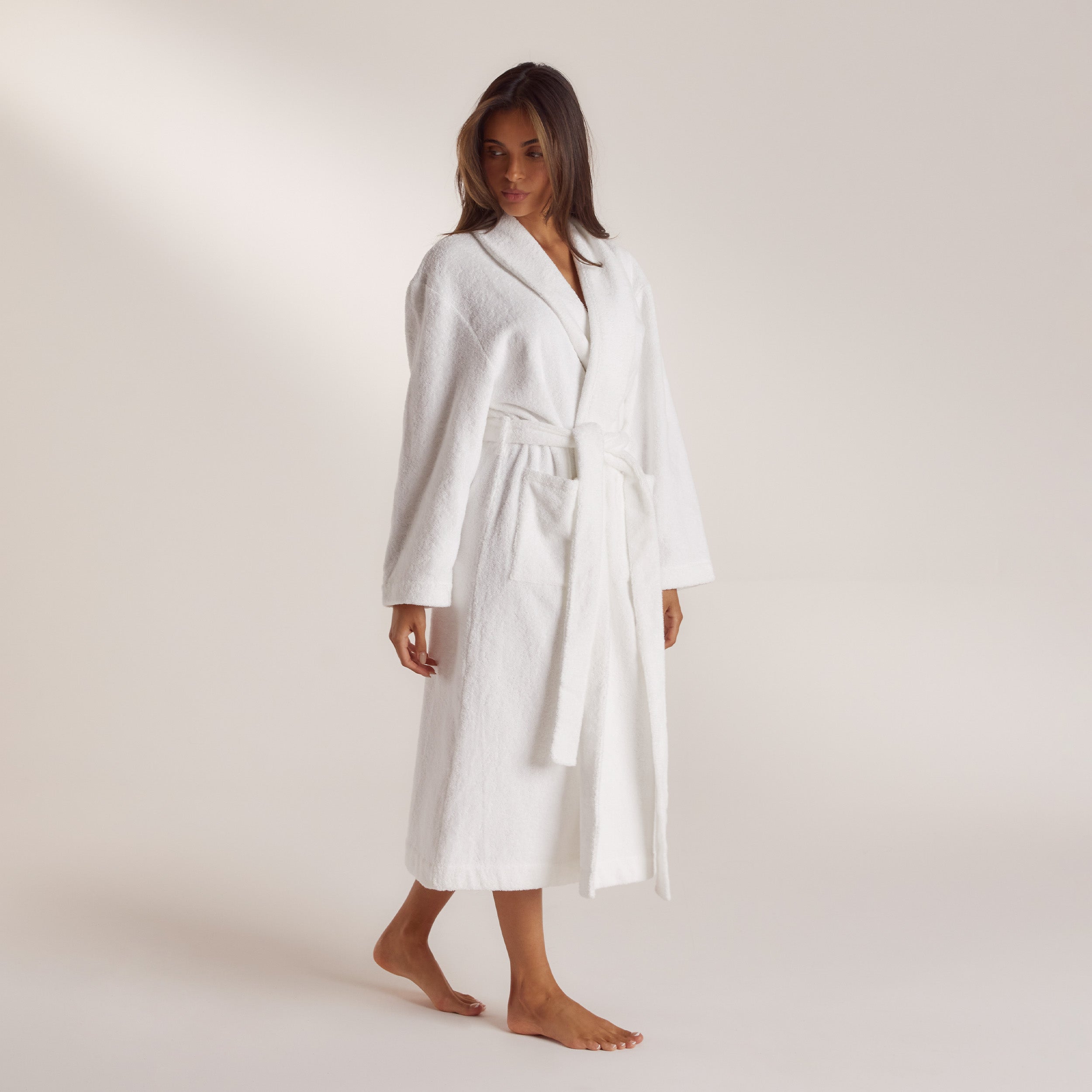 Towelling Dressing Gown - White - Image 4