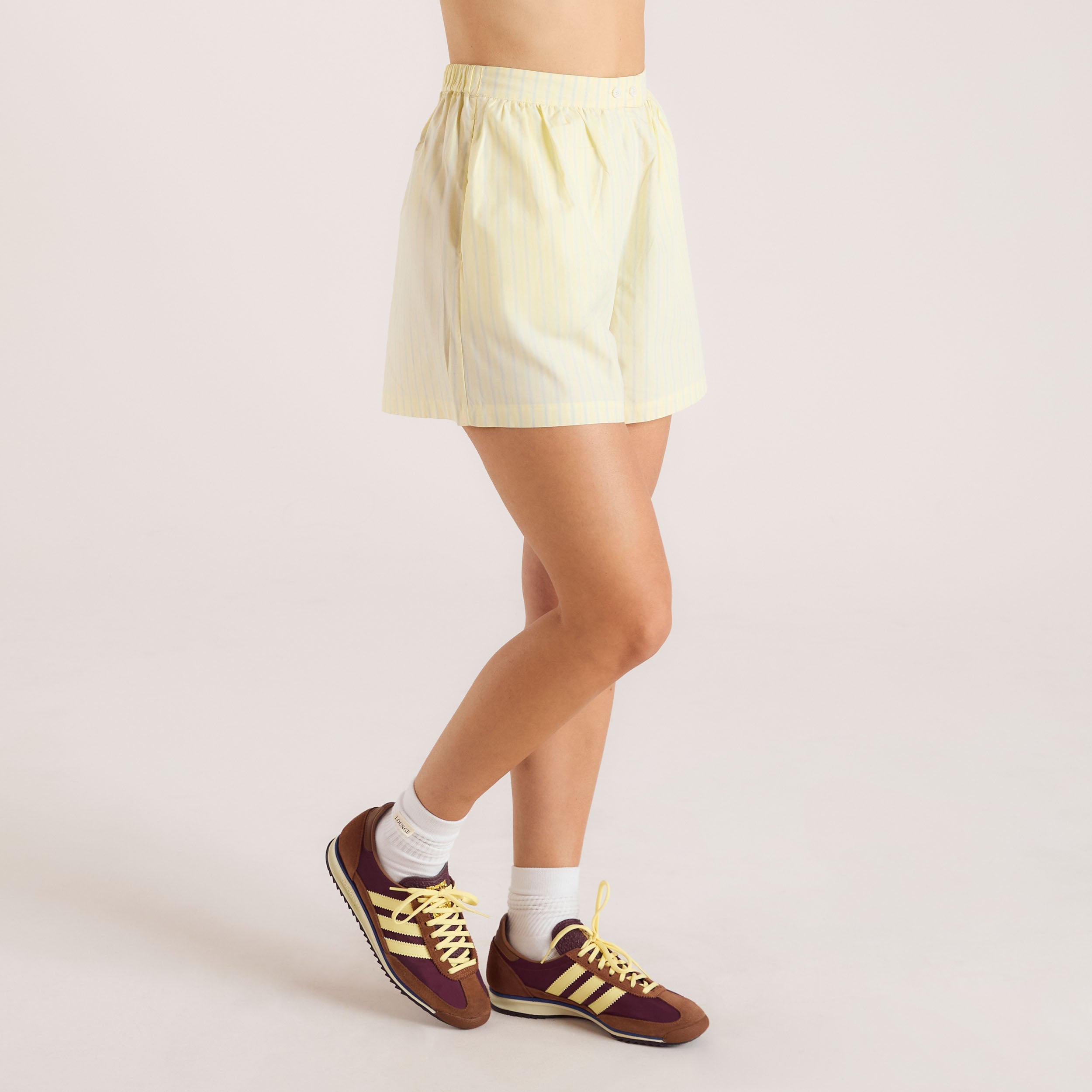 Striped Cotton Shorts - Yellow - Image 4