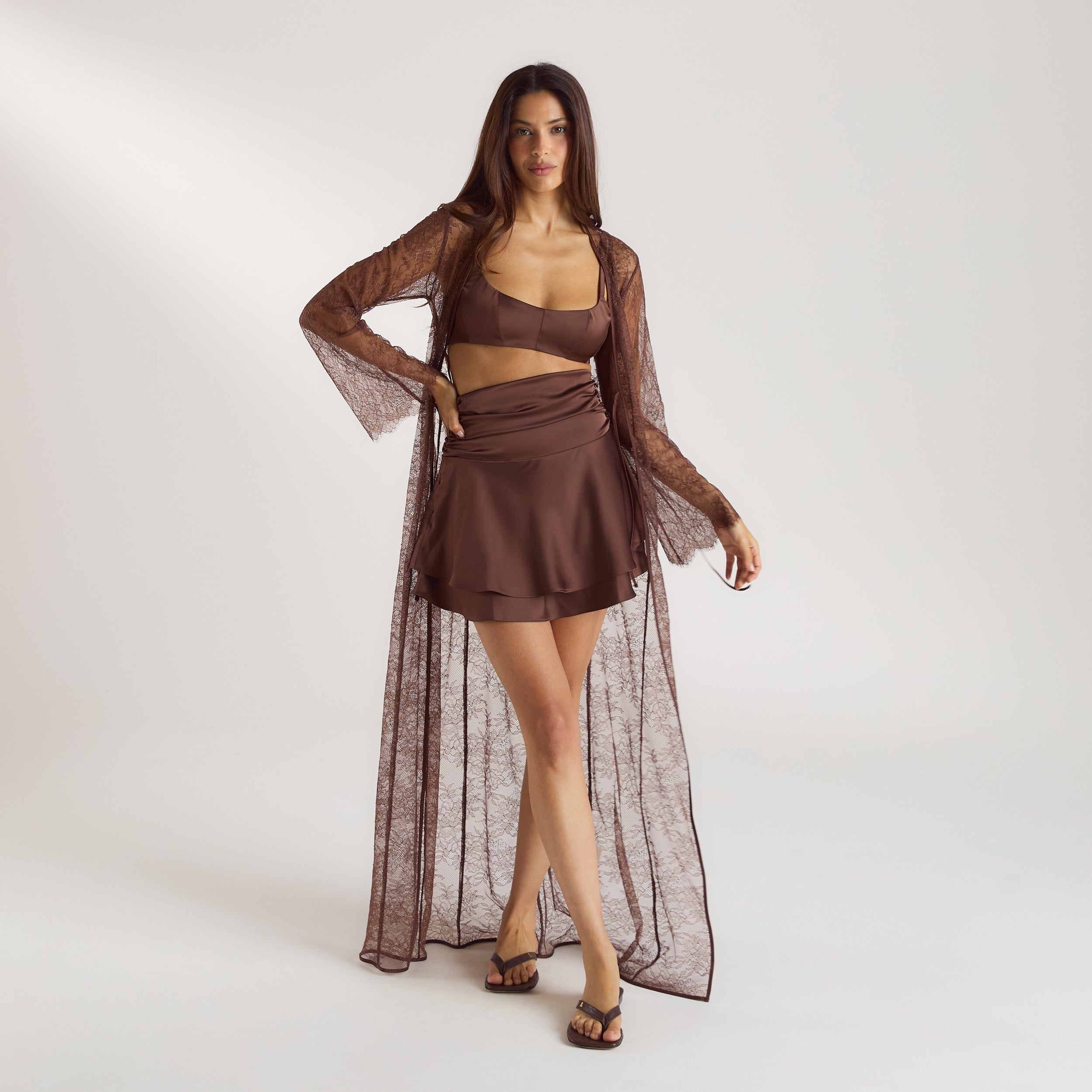 Mimi Lace Maxi Robe - Chocolate - Image 5
