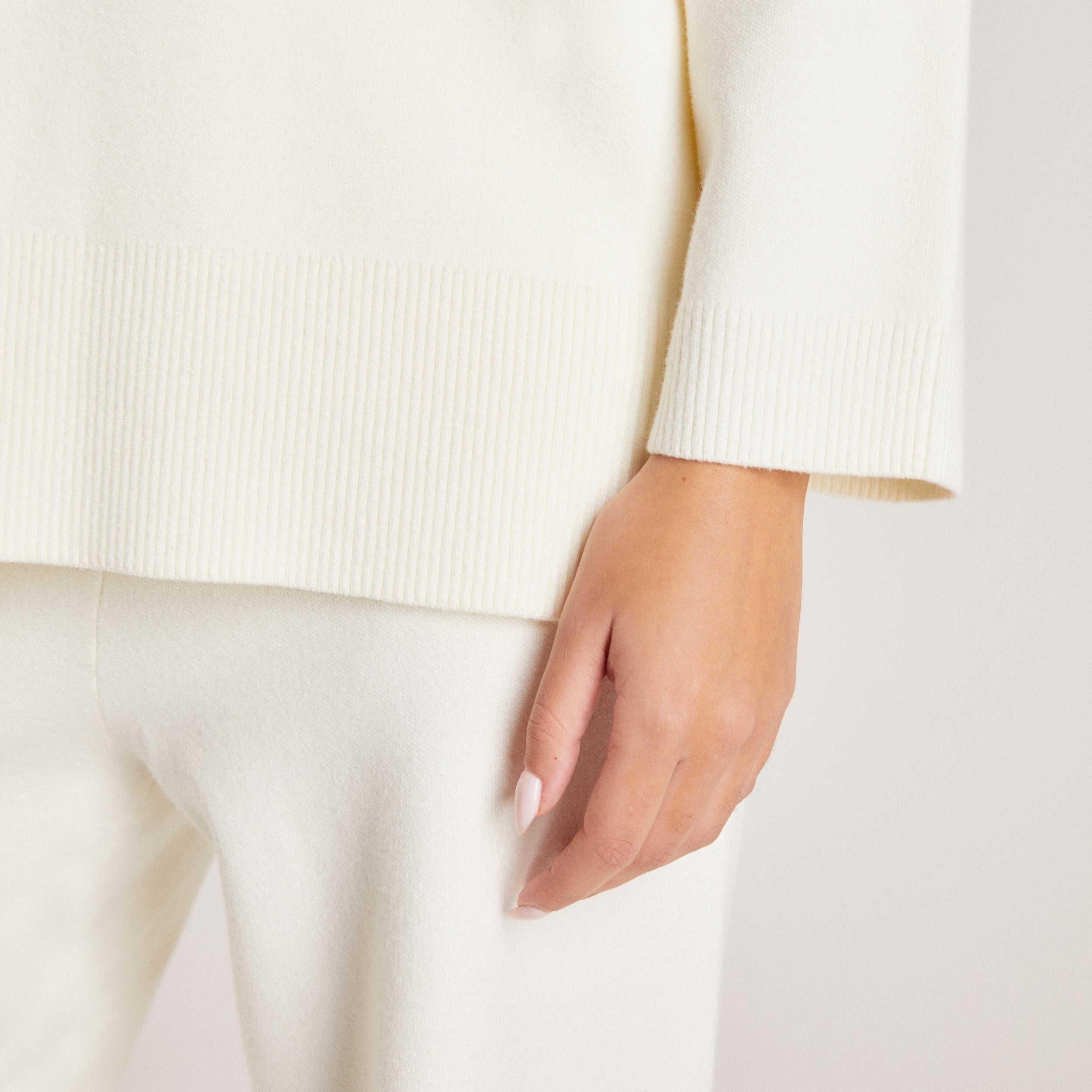 Knitted Crew Neck Jumper - Creme - Image 5