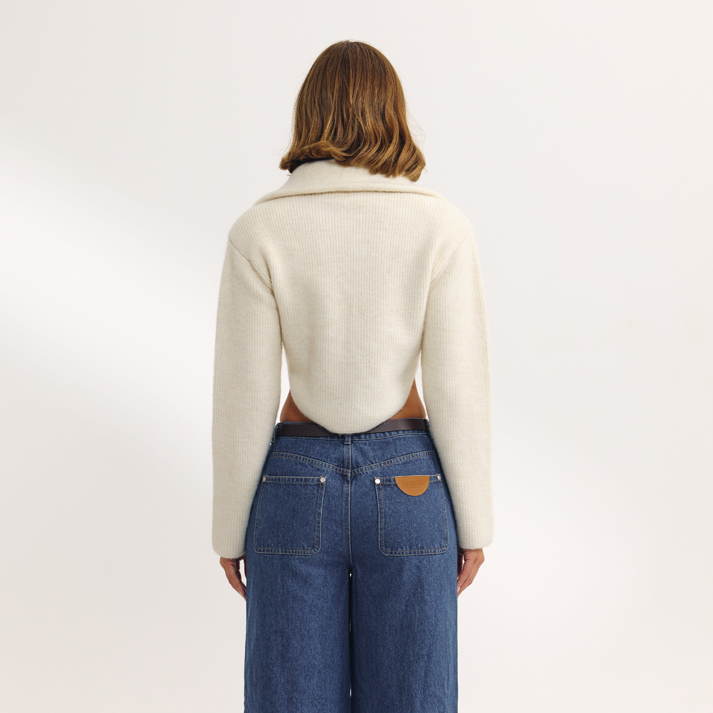 Structured Knitted Jacket - Cream - Image 5