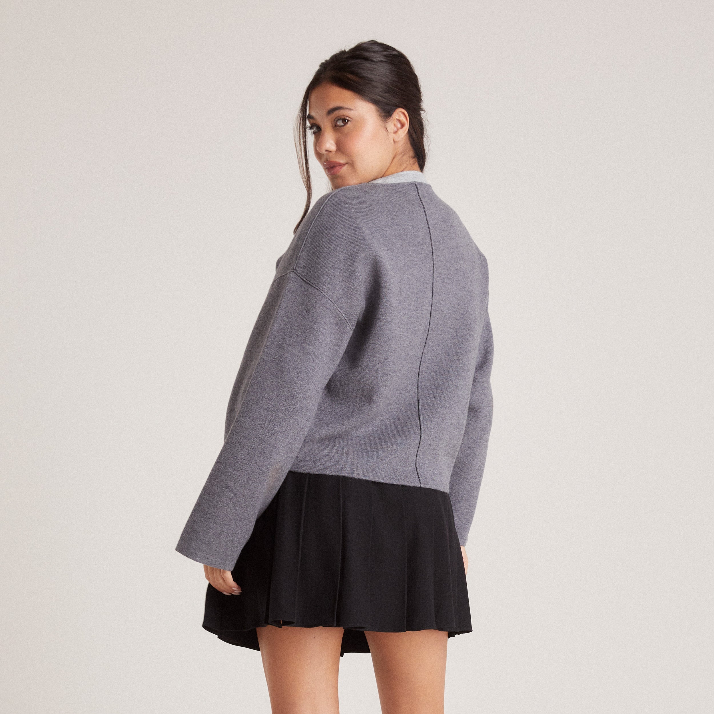 Zip-Up Cardigan - Charcoal - Image 5