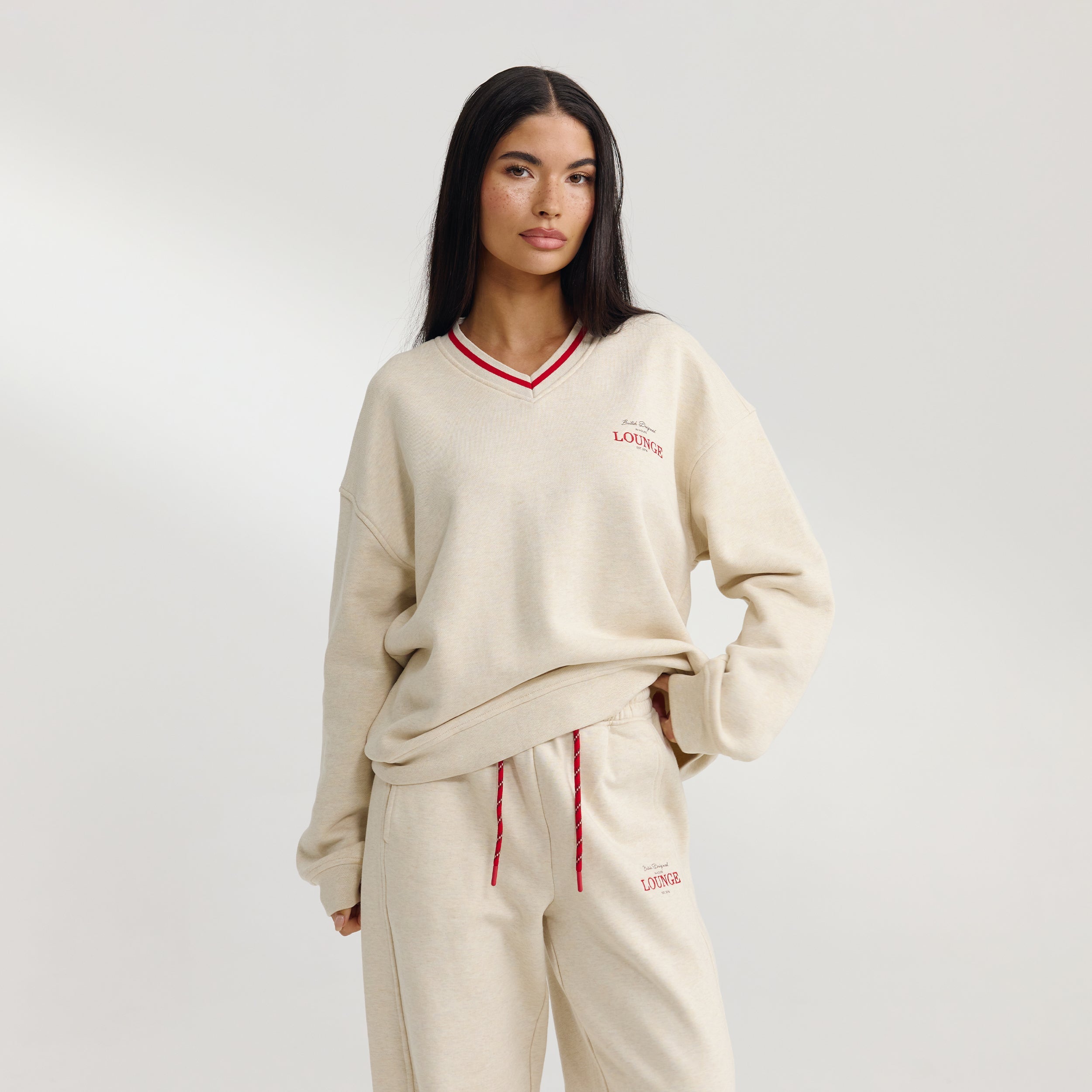 V-Neck Jumper - Oat Marl - Image 5