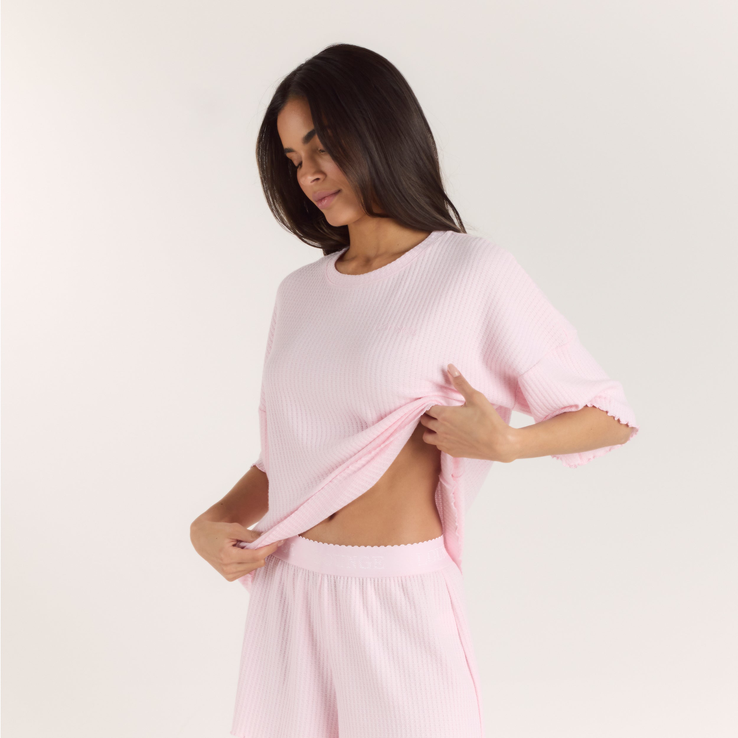 Soft Waffle Pyjama Top - Pink - Image 5