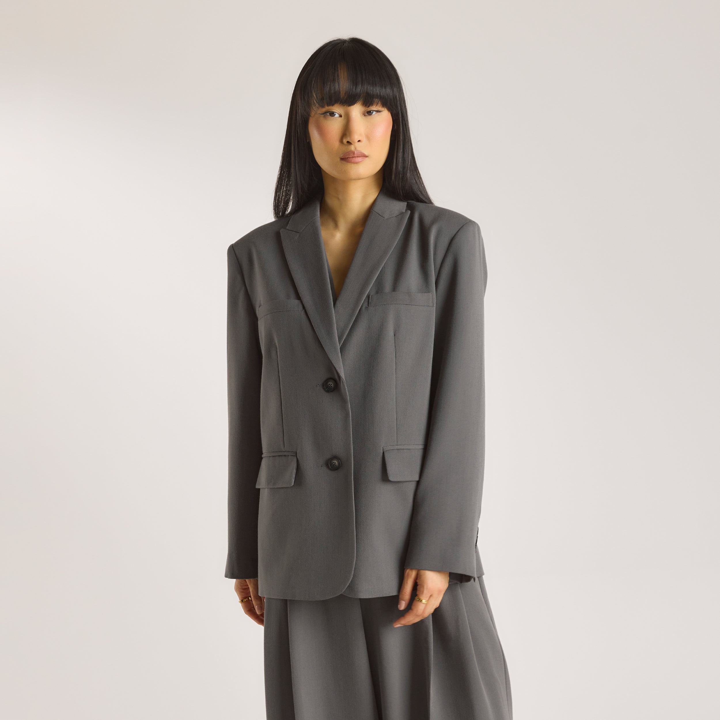 Oversized Blazer - Charcoal - Image 5