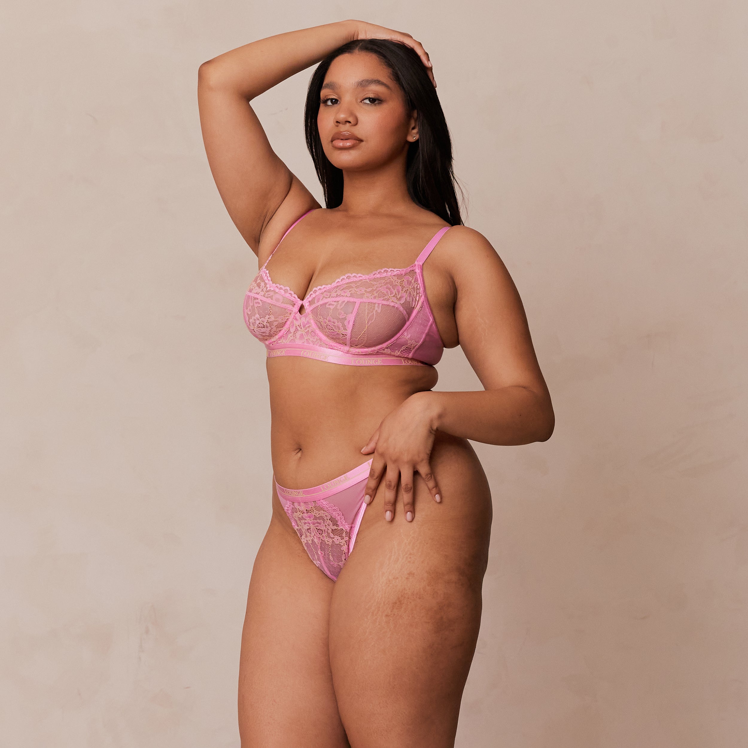 Two-Tone Blossom Balcony Bra - Pink - Image 5