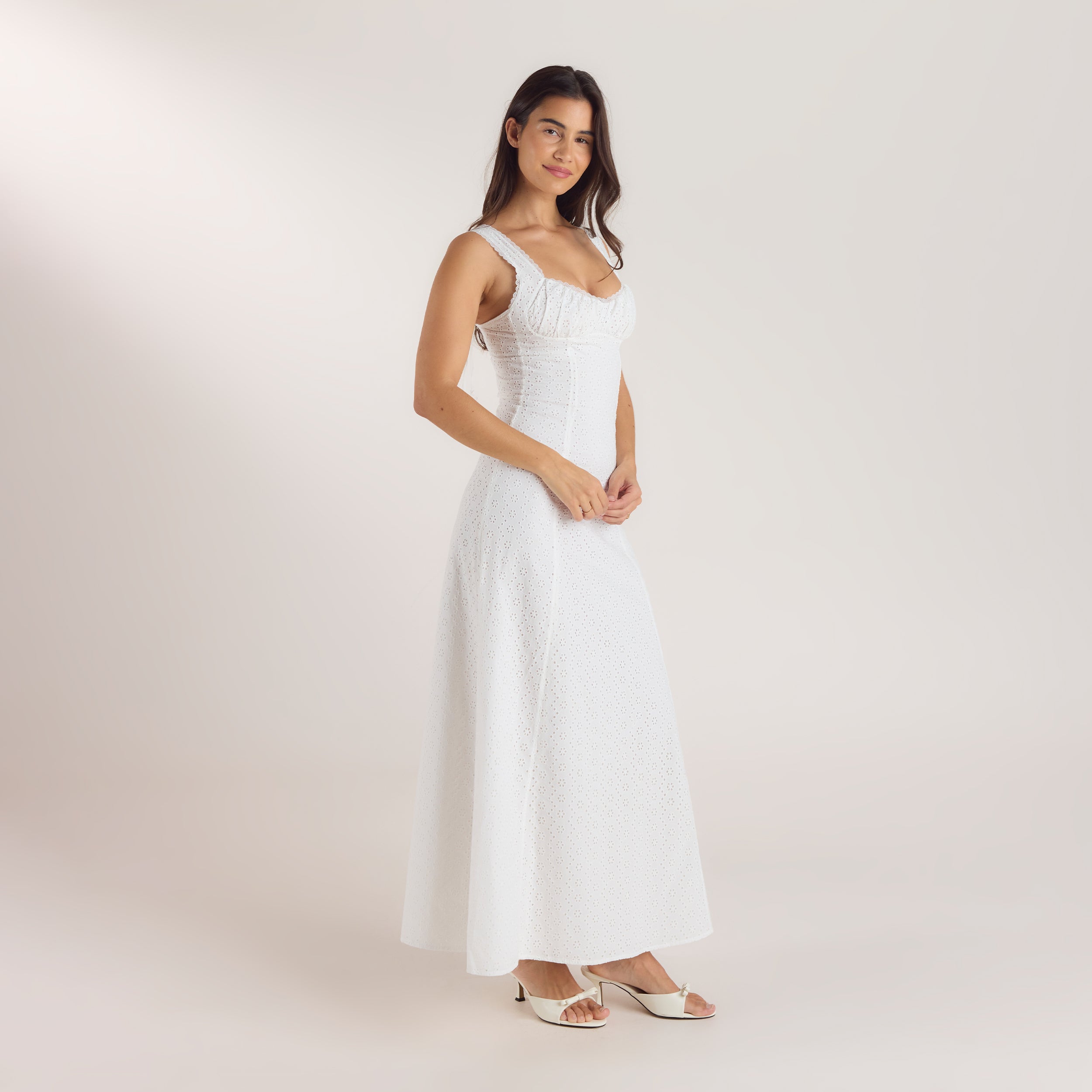 Corset Back Maxi Dress - White - Image 5