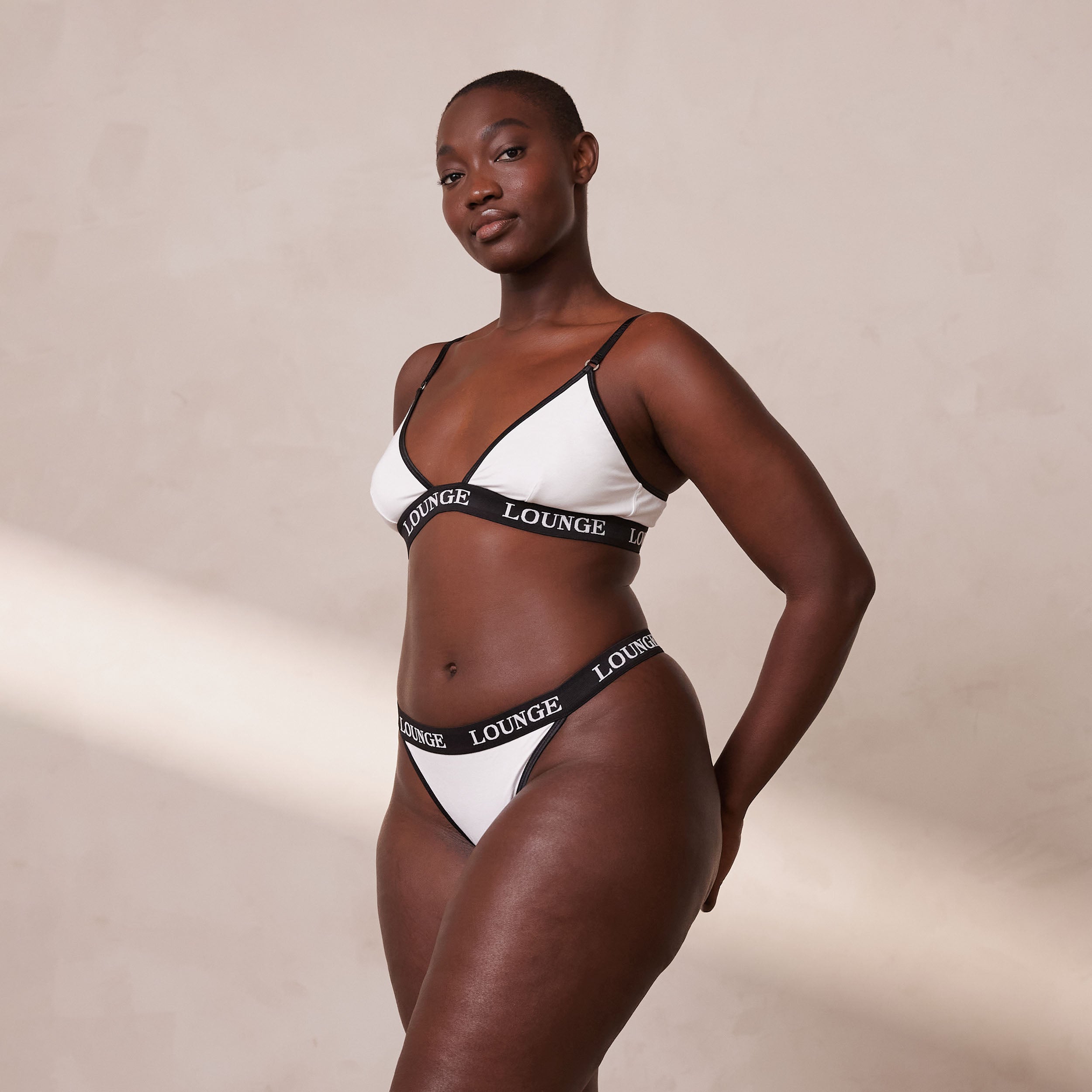 Bamboo Triangle Bra - White & Black - Image 11