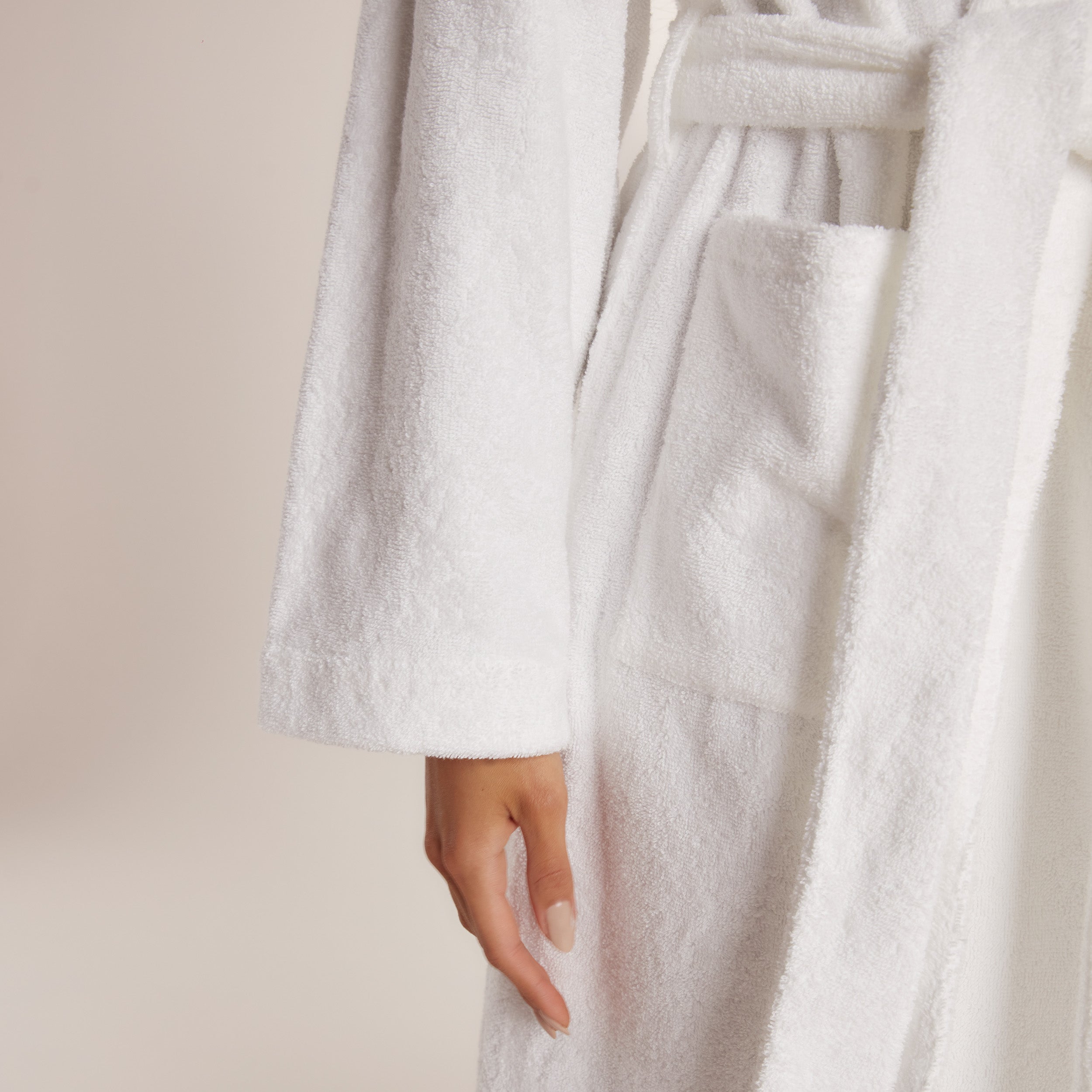 Towelling Dressing Gown - White - Image 5