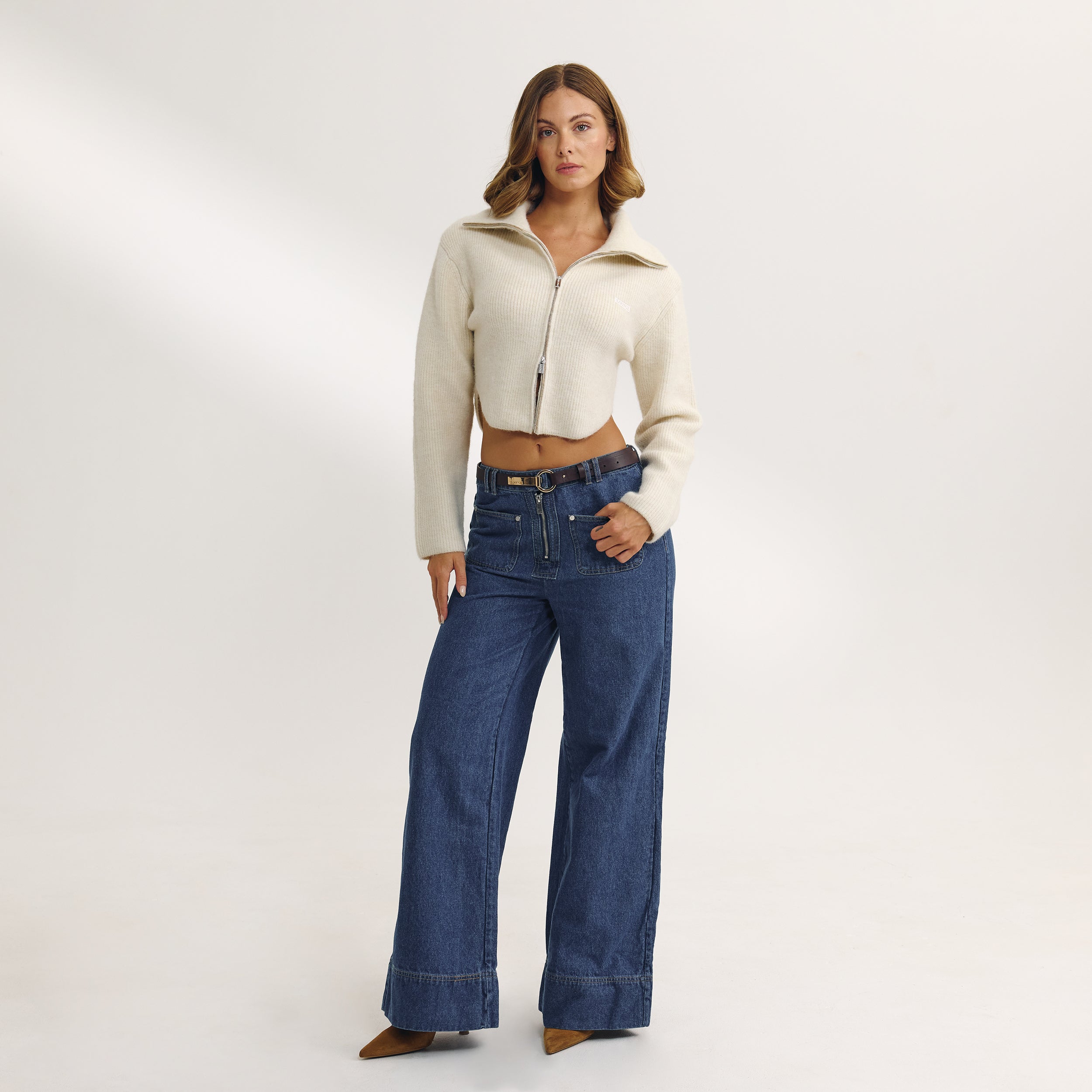 Structured Knitted Jacket - Cream - Image 6