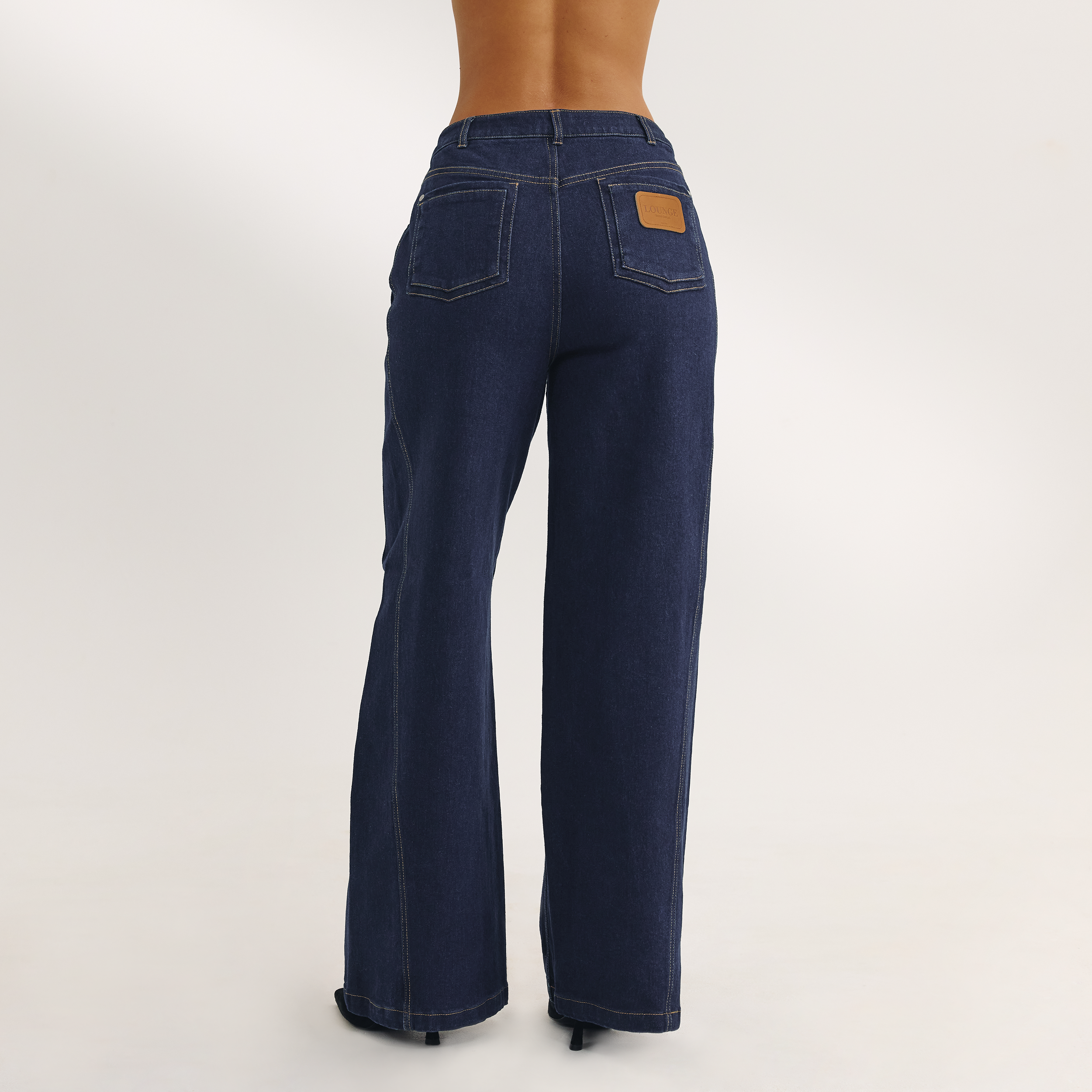 Dipped-Waist Wide-Leg Jeans - Indigo Blue - Image 6
