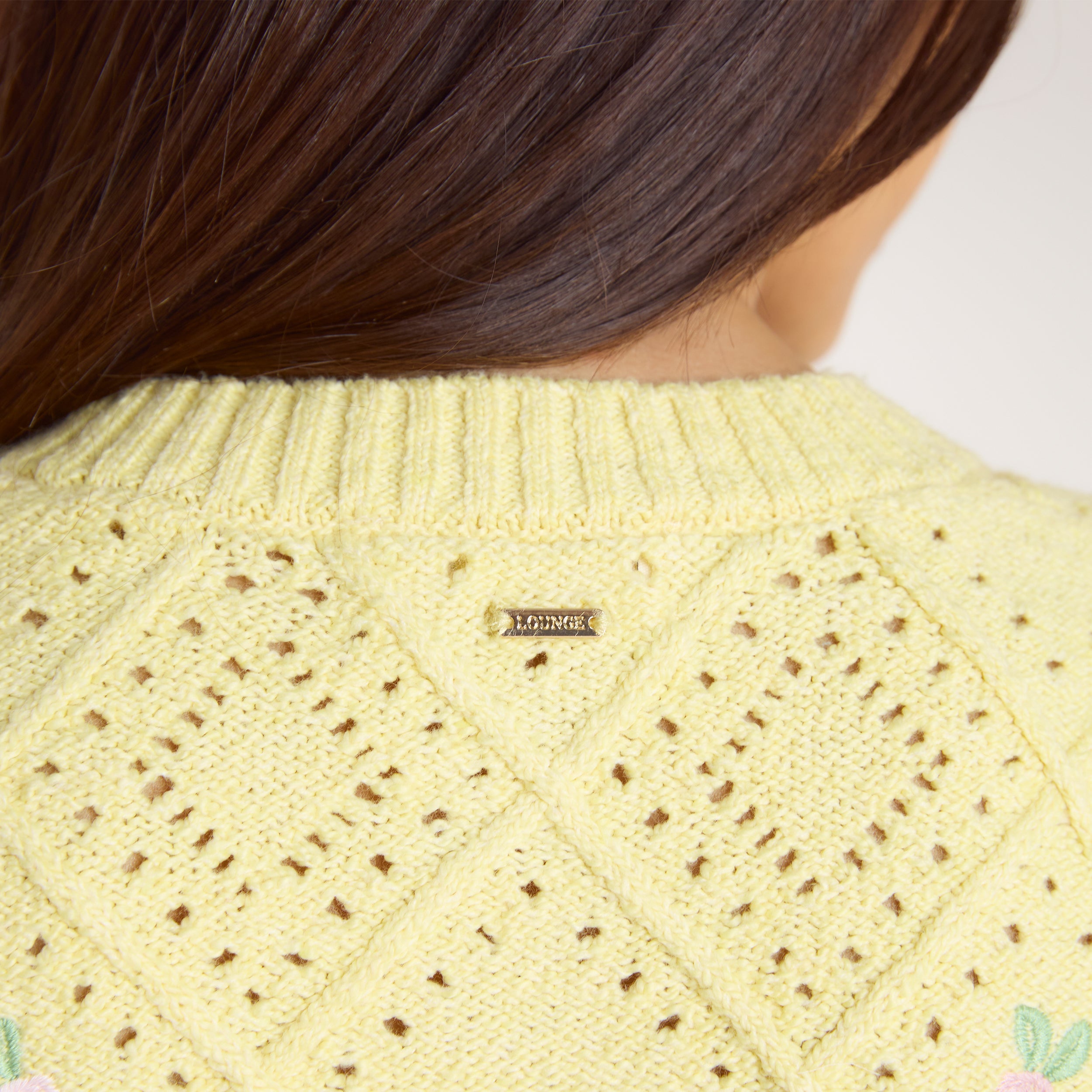 Knitted Pointelle Cardigan - Yellow - Image 6