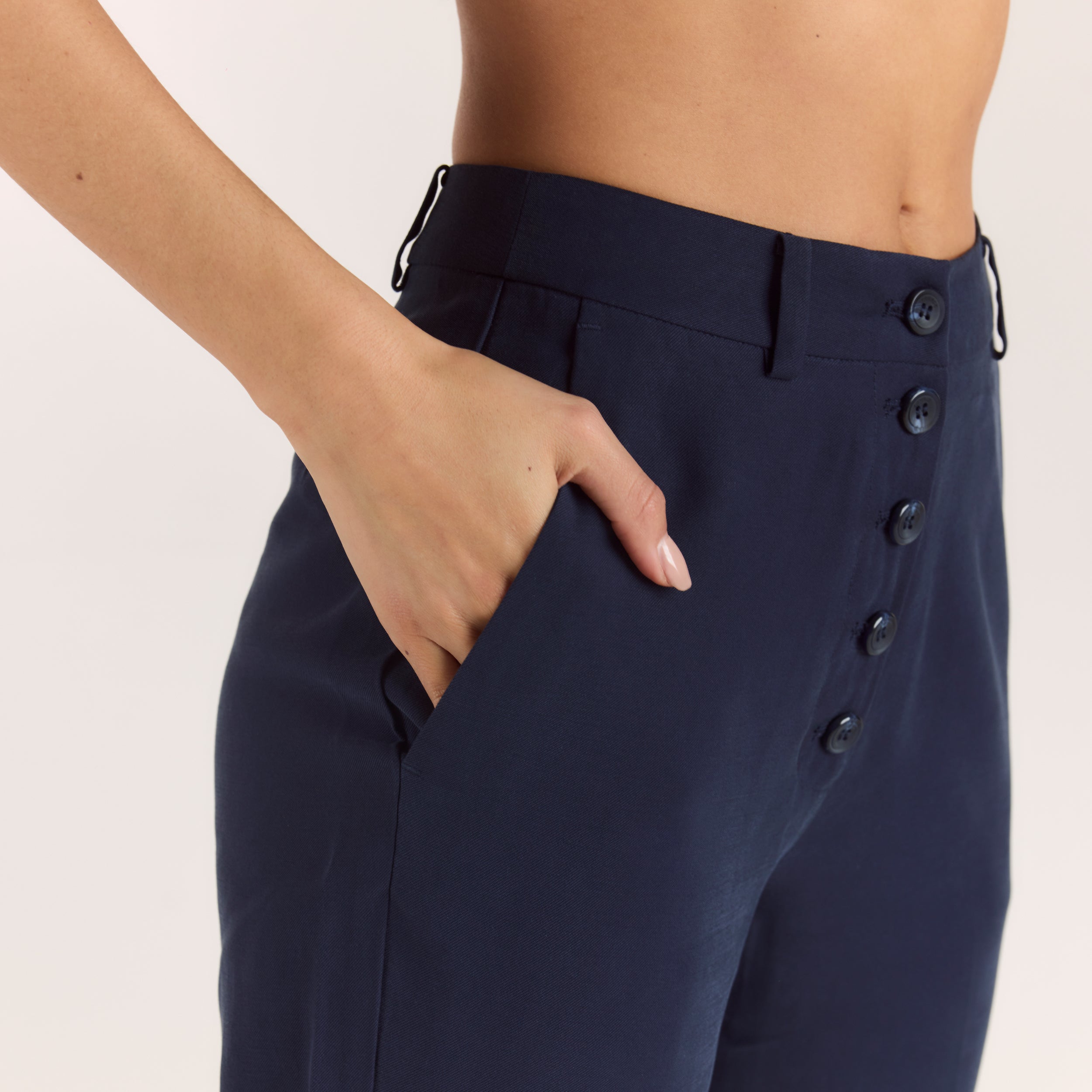 90s Straight-Leg Trousers - Navy - Image 6