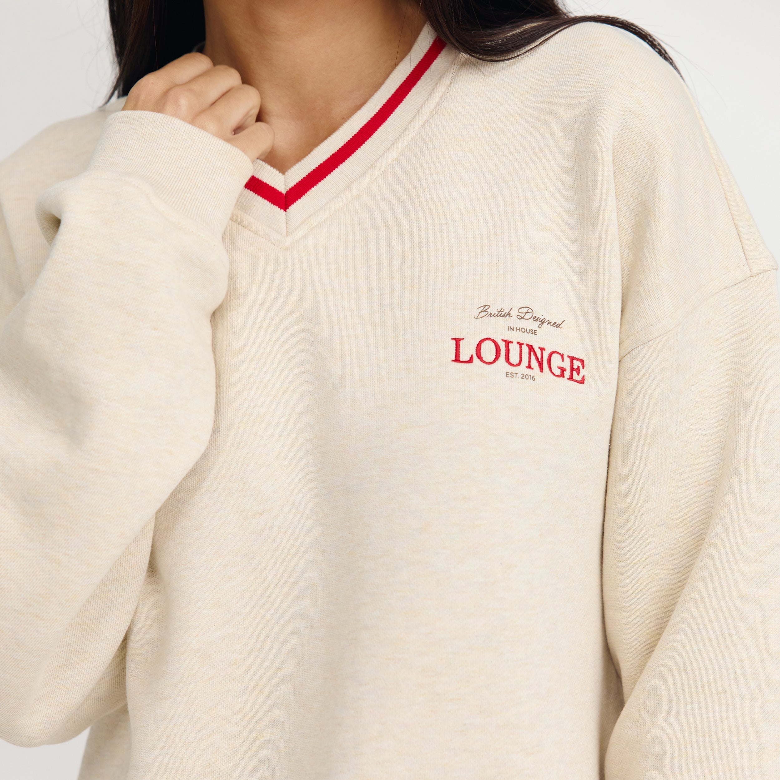 V-Neck Jumper - Oat Marl - Image 6