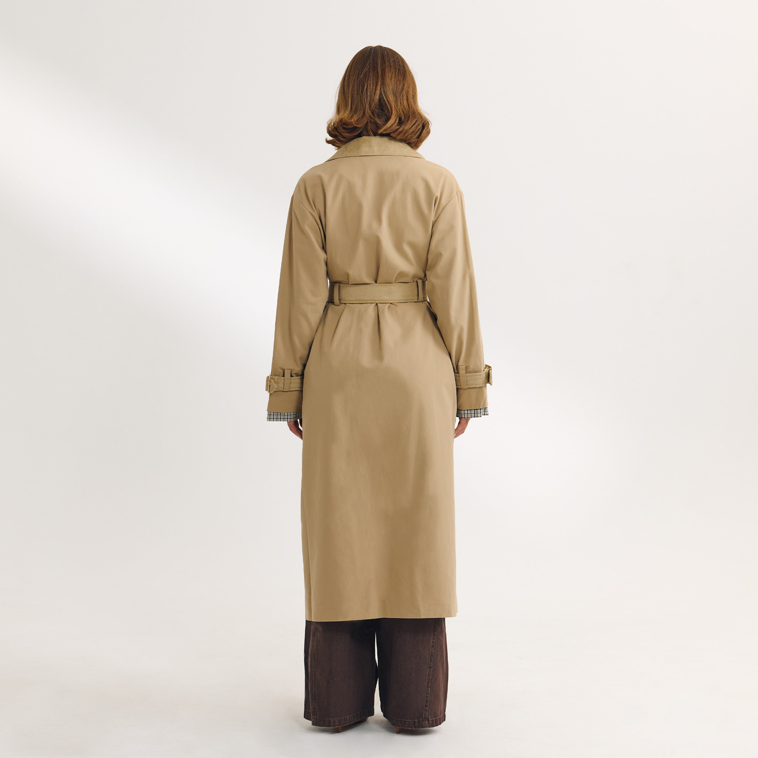 Suedette Trim Trench Coat - Sand - Image 6