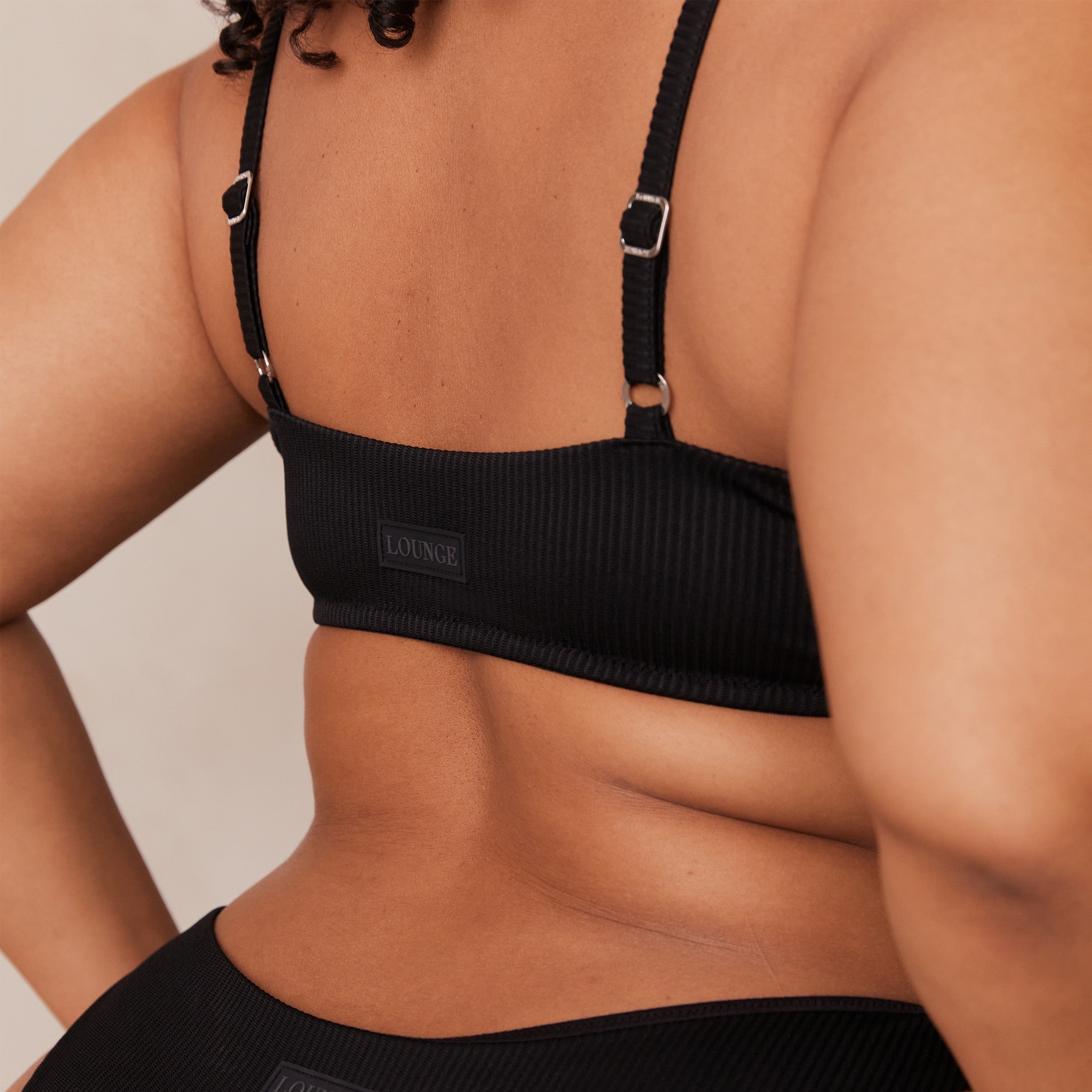 Ribbed Triangle Bra - Black - Image 24