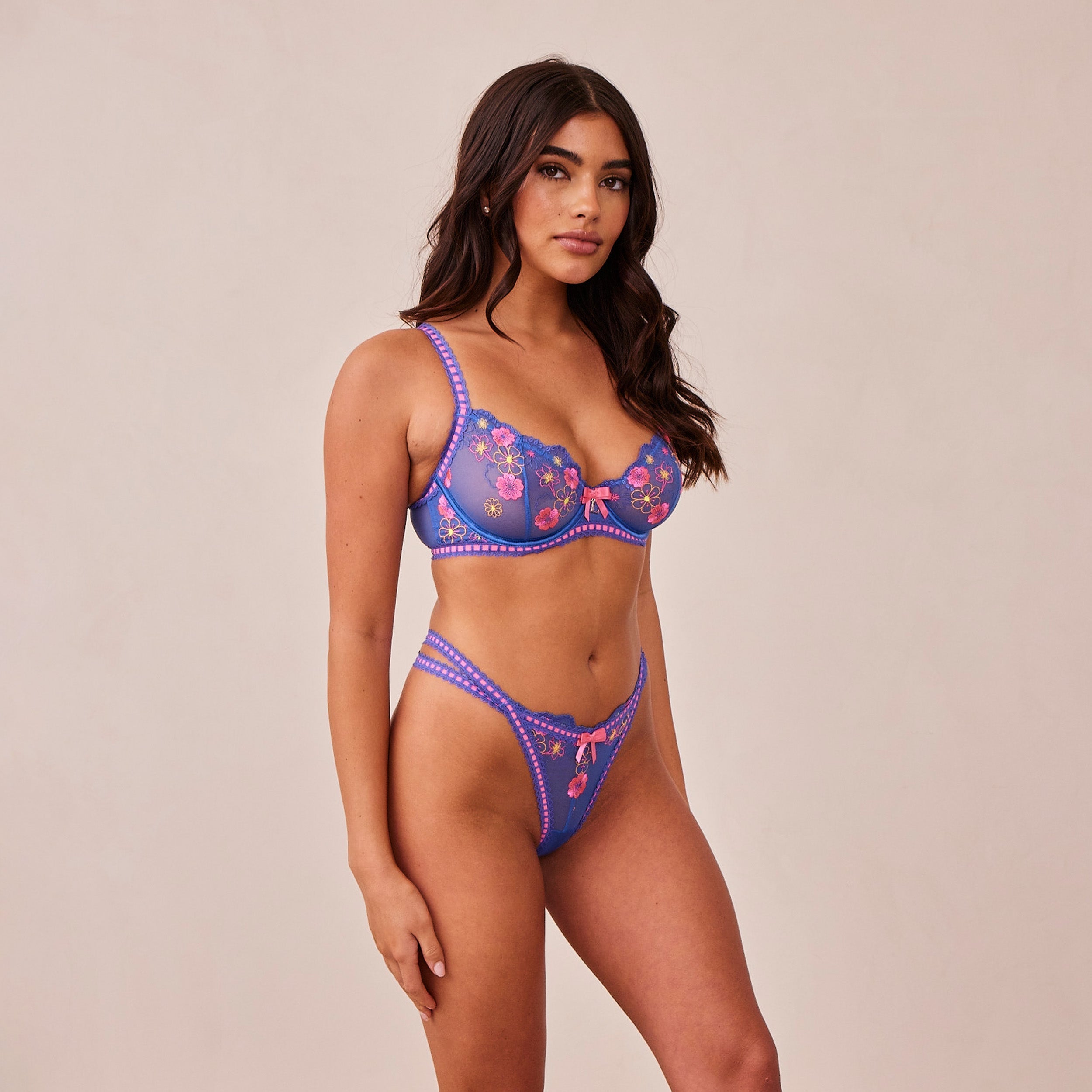 Neon Balcony Bra - Blue - Image 6