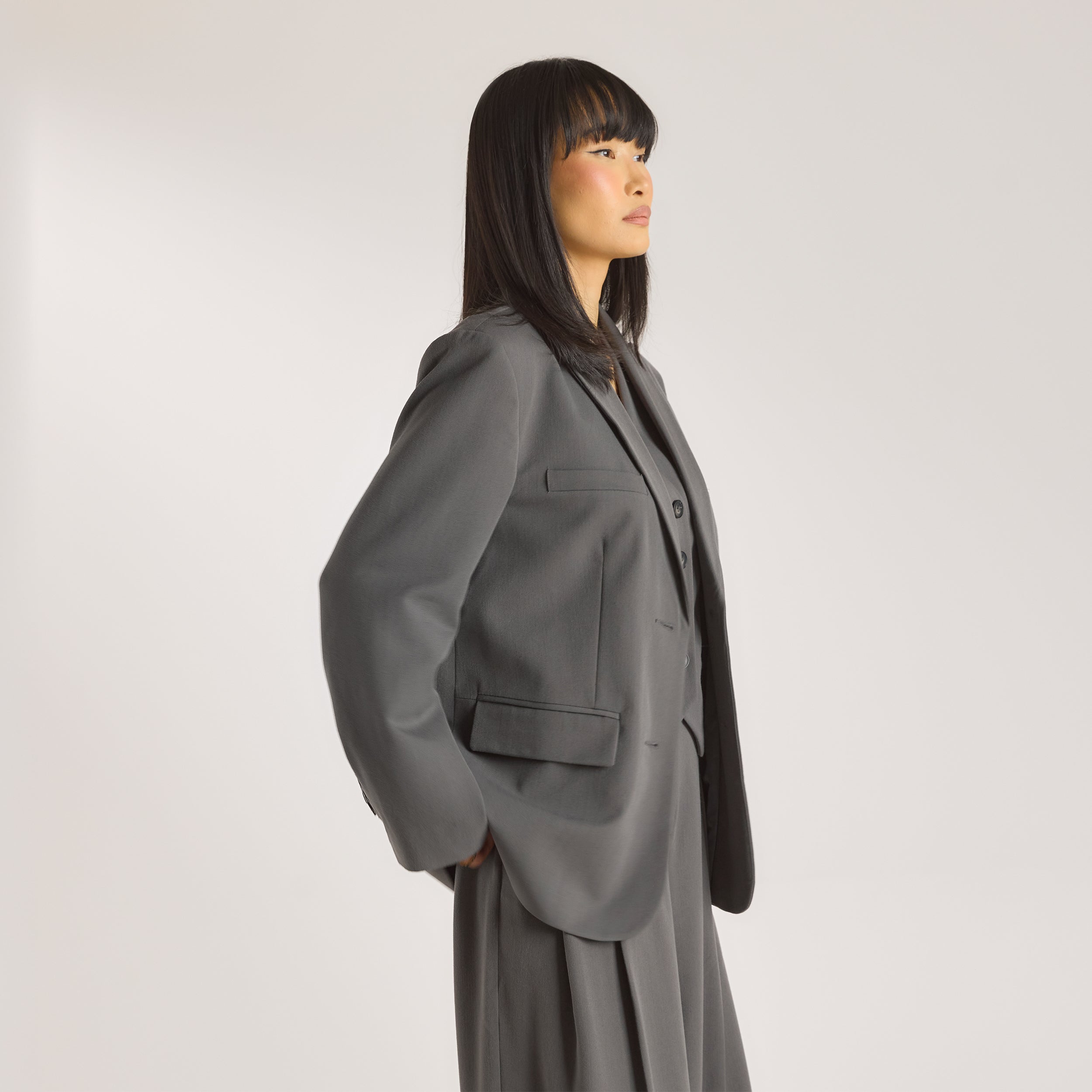 Oversized Blazer - Charcoal - Image 6