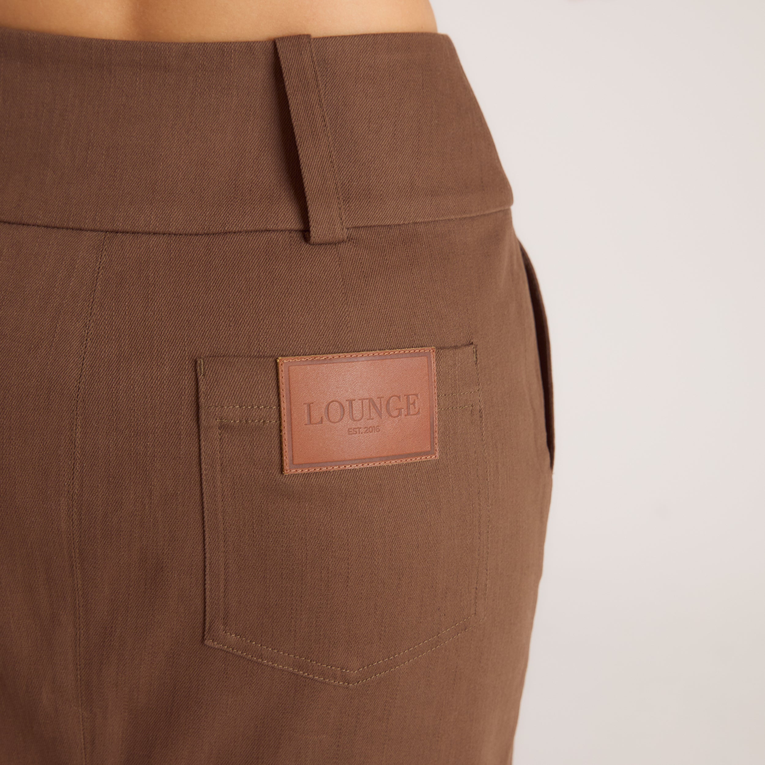 Double Button Woven Maxi Skirt - Chocolate - Image 6