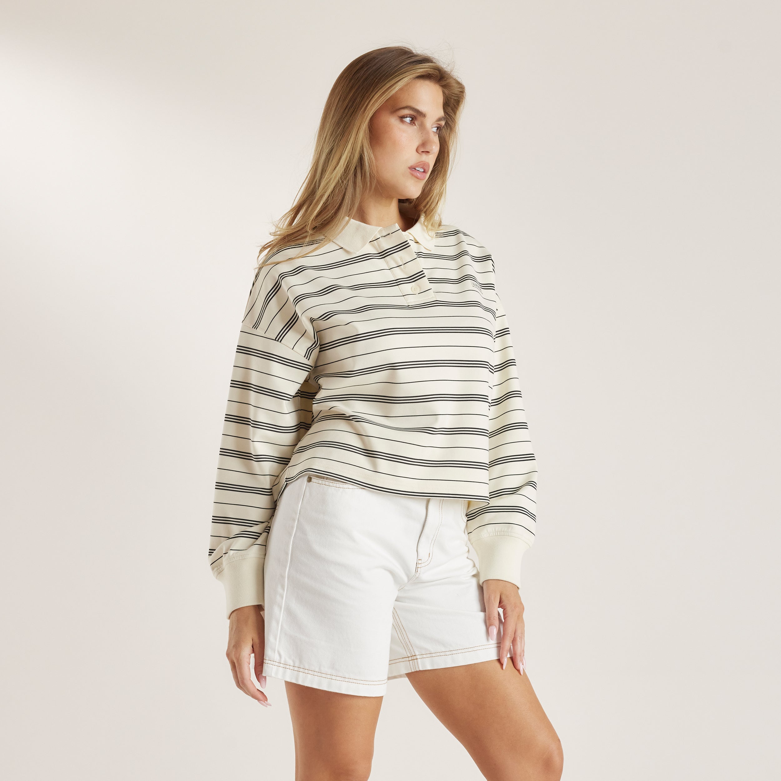 Striped Rugby Shirt - Cream - Image 6