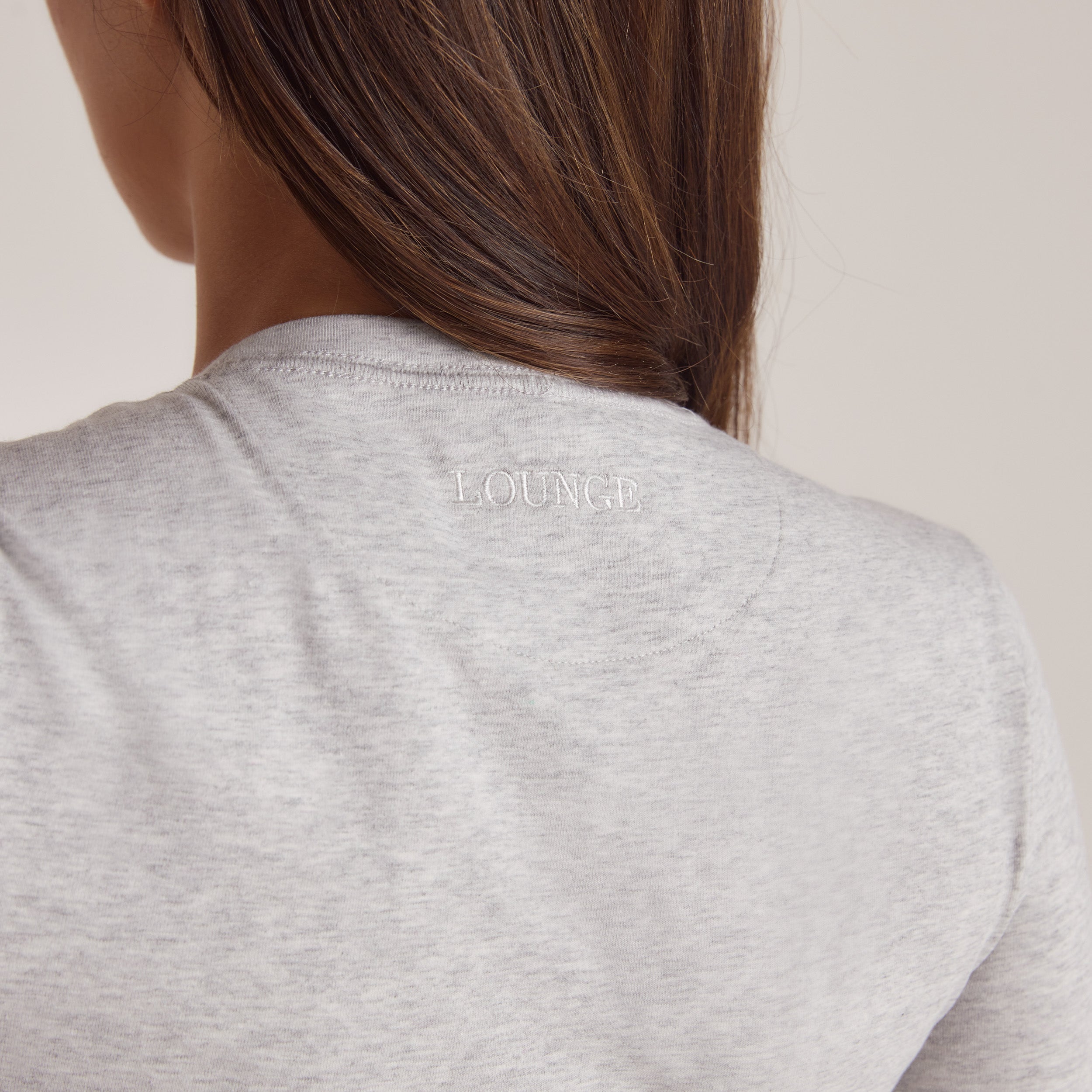 Cotton Blend Long Sleeve Top - Grey Marl - Image 6