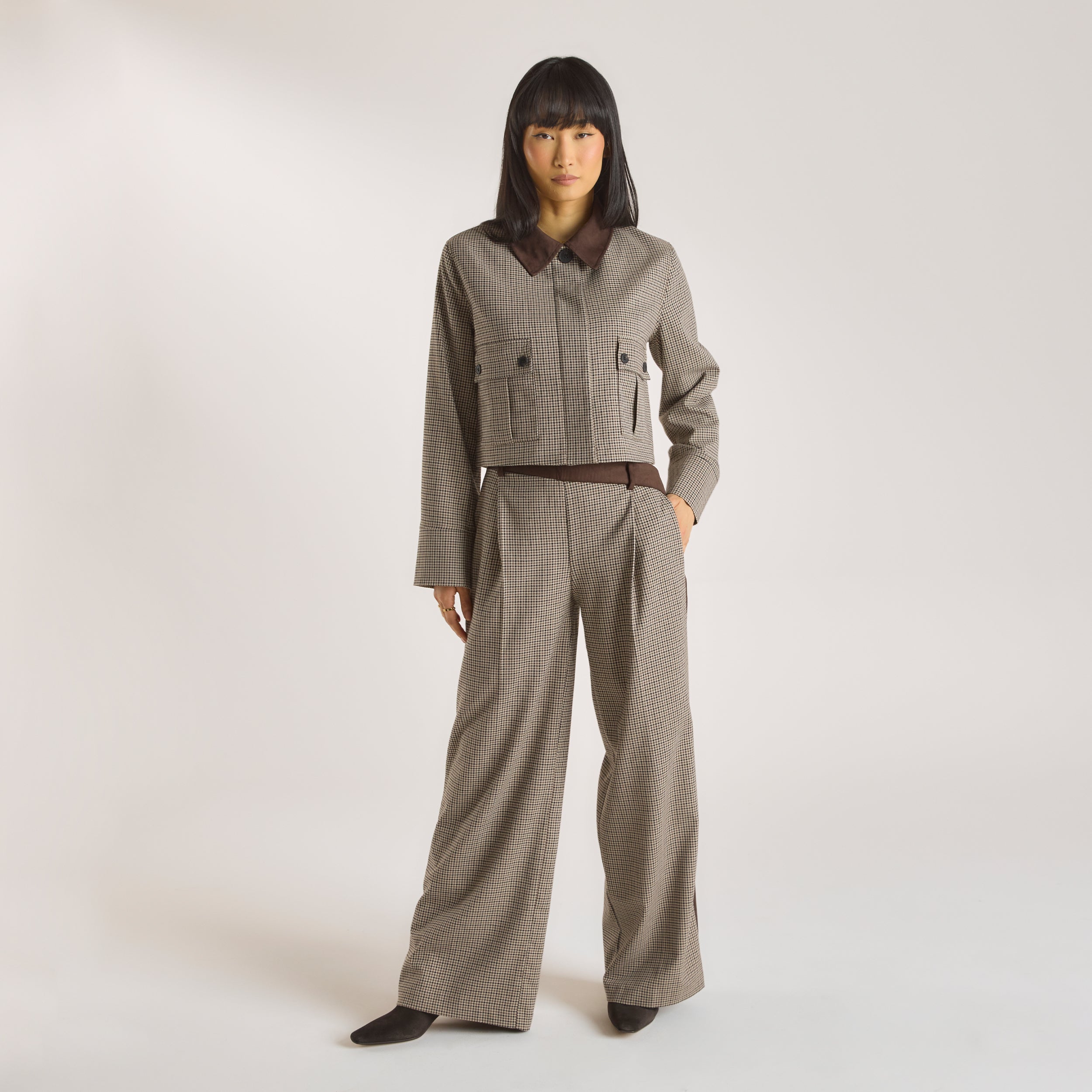 Houndstooth Jacket - Brown - Image 6