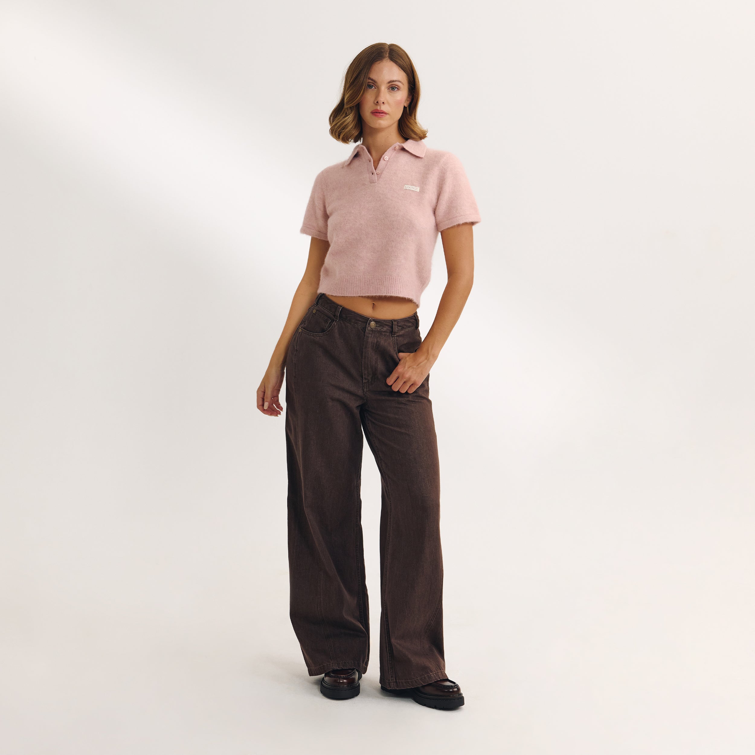 Knitted Polo Top - Pink - Image 6