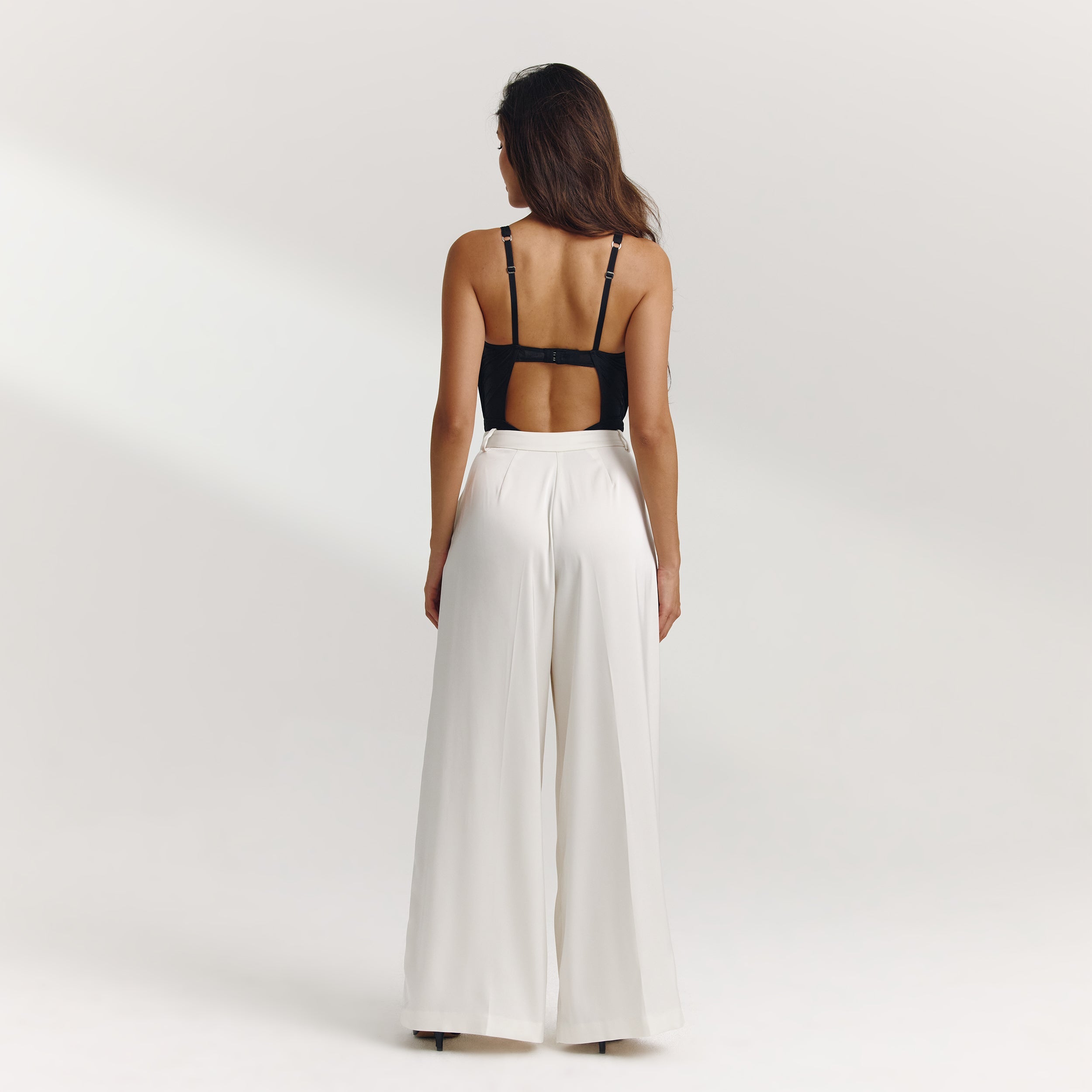Pleated Mesh Bodysuit - Black - Image 7