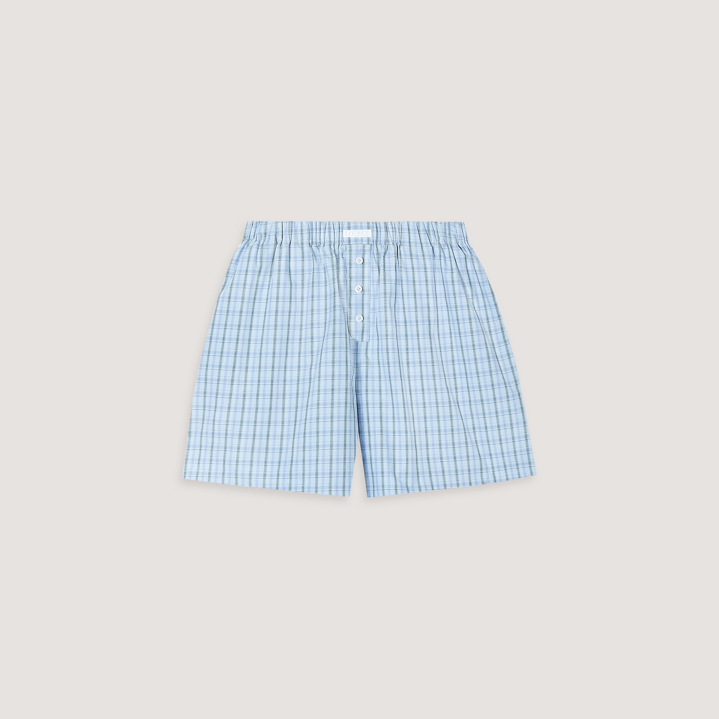 Checked Cotton Shorts - Blue - Image 5