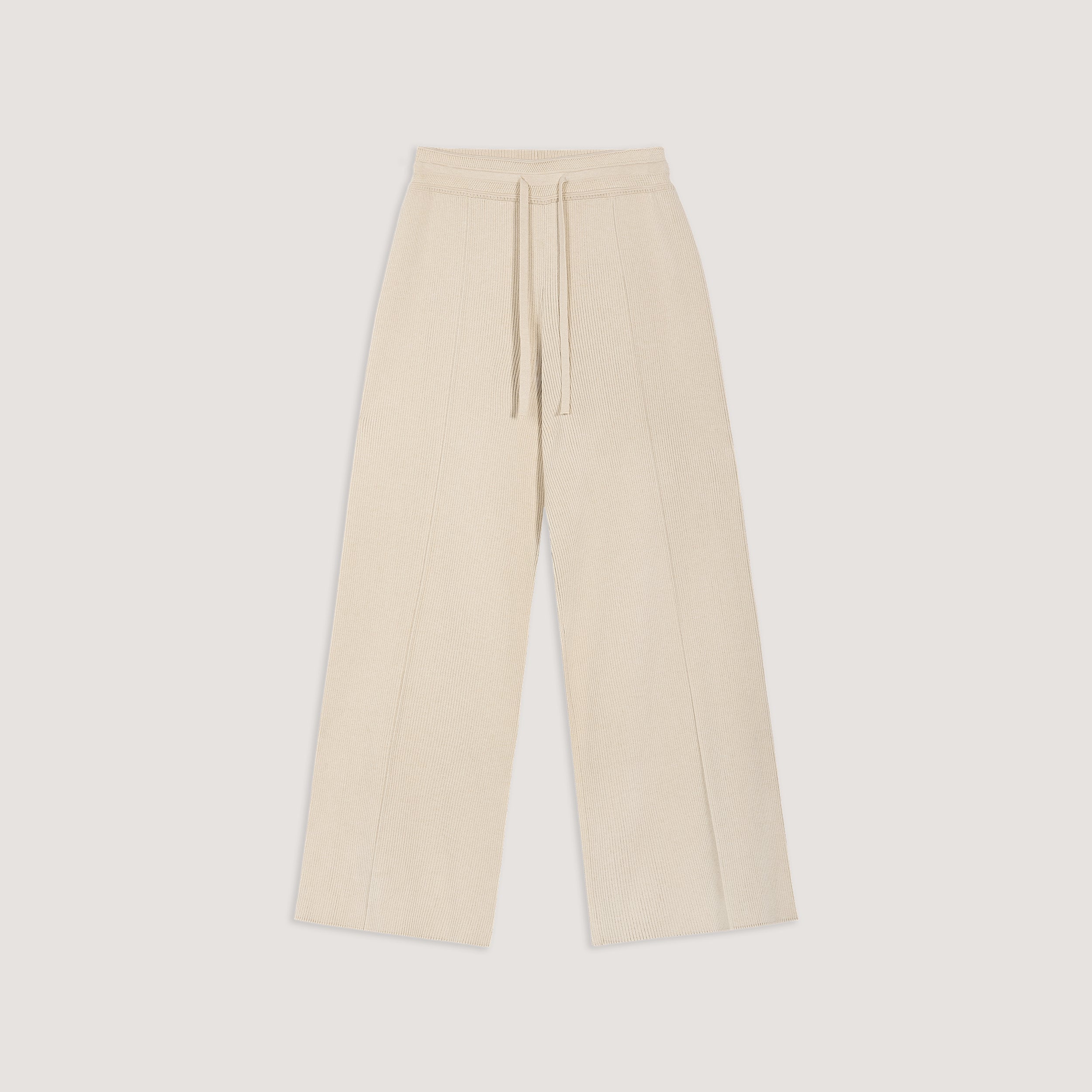 Wide Leg Knitted Trousers - Cream - Image 7