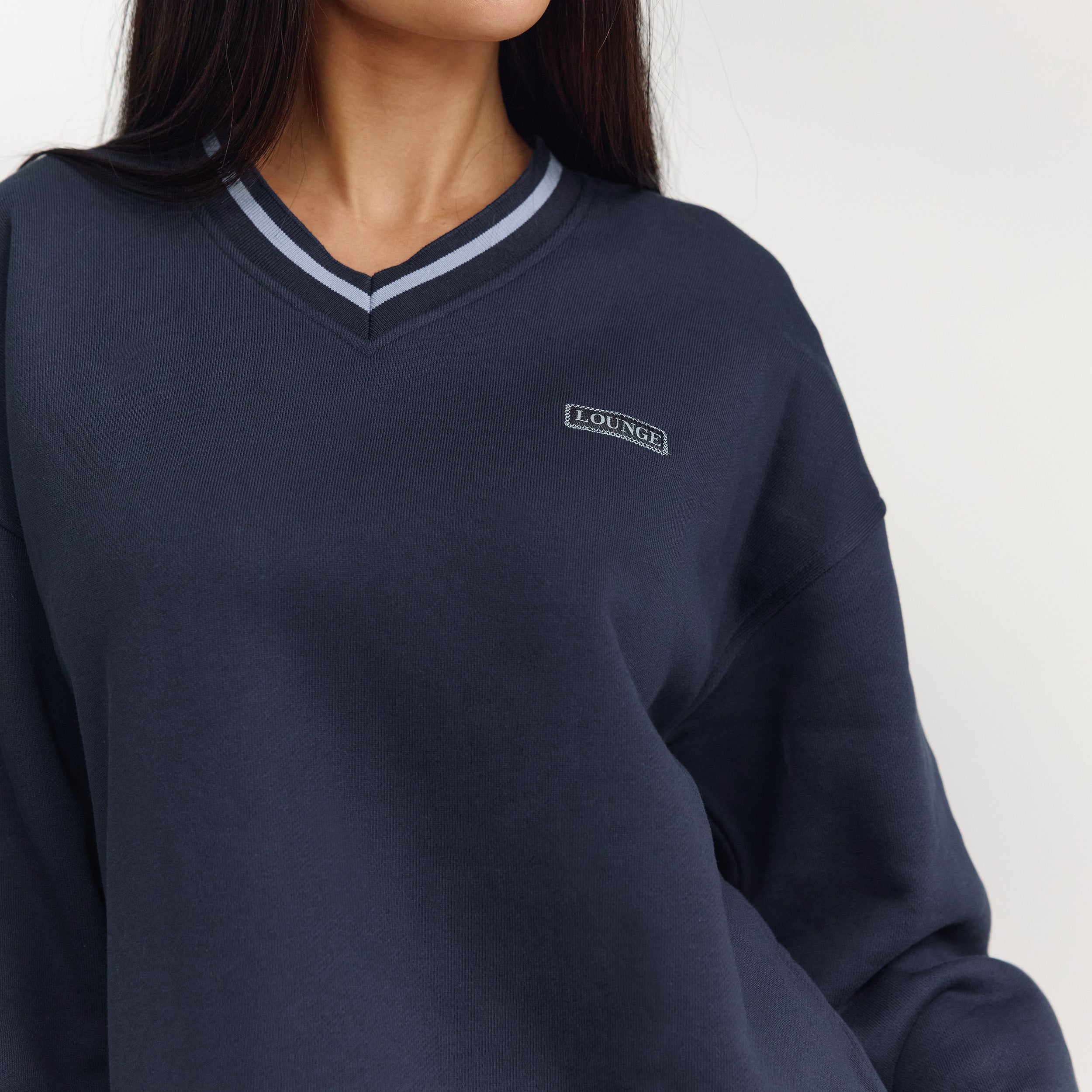 V-Neck Jumper - Dark Blue - Image 3