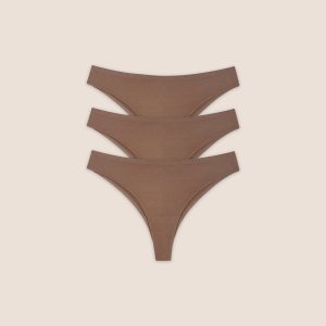 Seamless Bonded Brazilian Briefs (3-Pack) - Chestnut