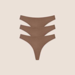 Seamless Bonded Thongs (3-Pack) - Chestnut