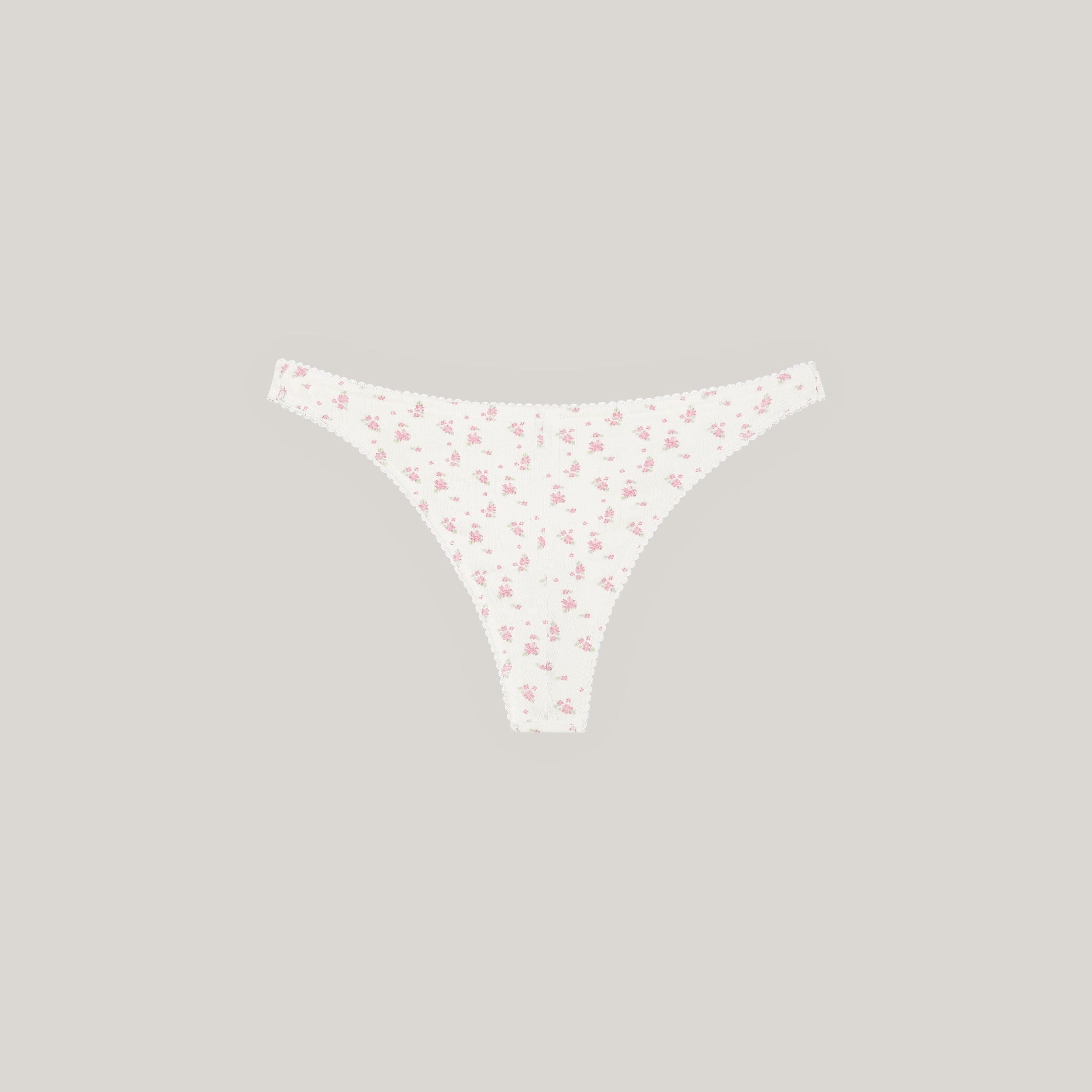 Pointelle Brazilian Briefs - Ivory Floral Print - Image 4