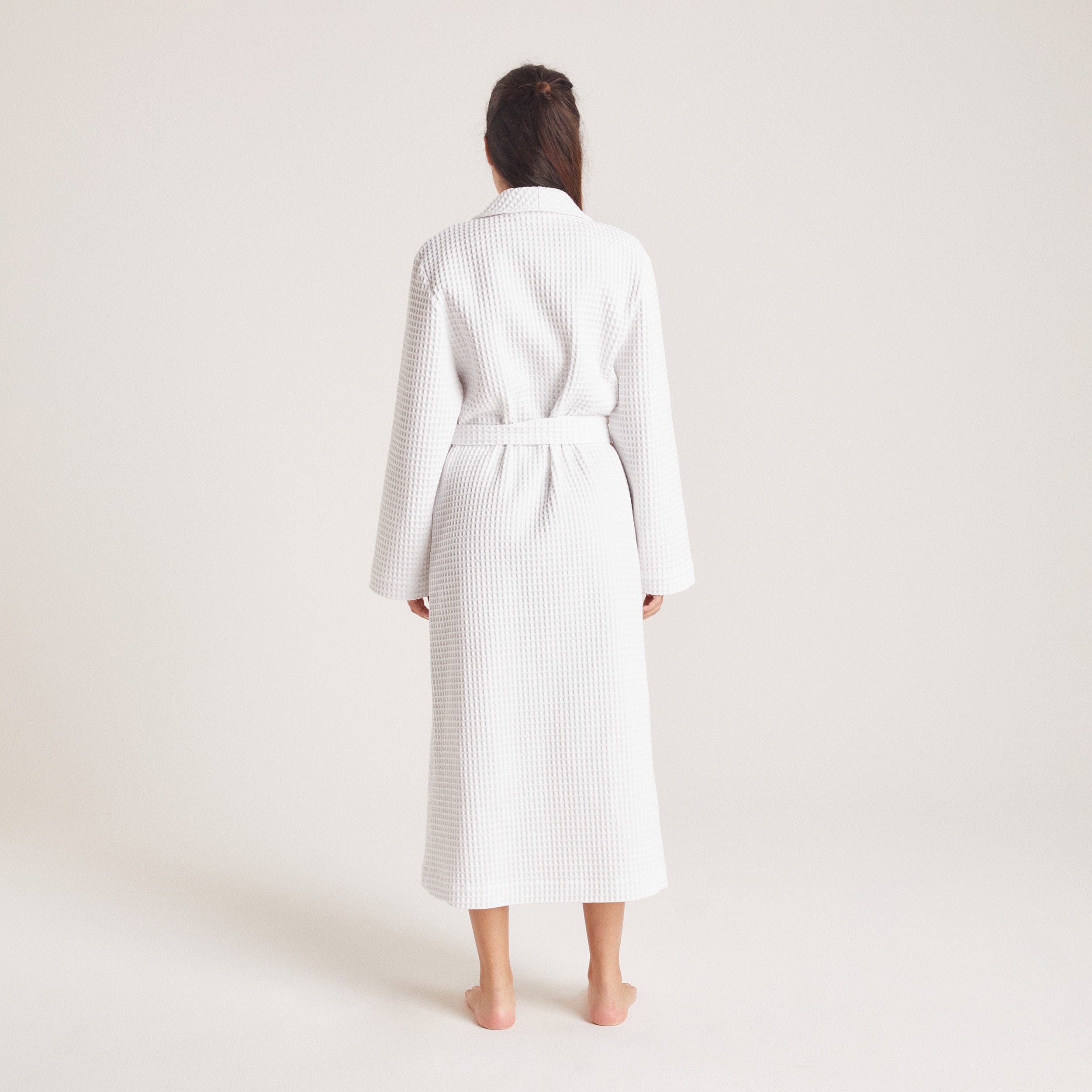Waffle Dressing Gown - White - Image 3