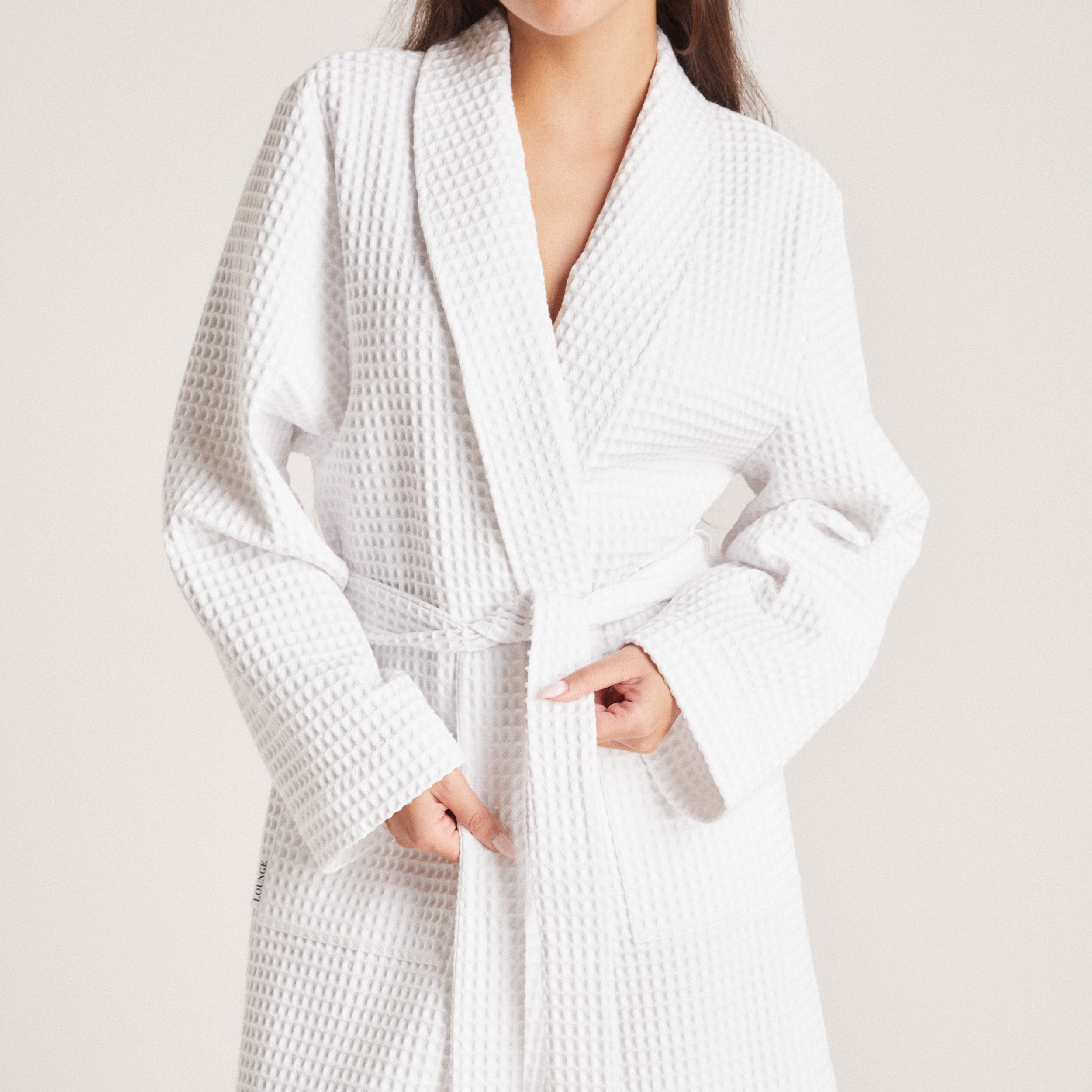 Waffle Dressing Gown - White - Image 6