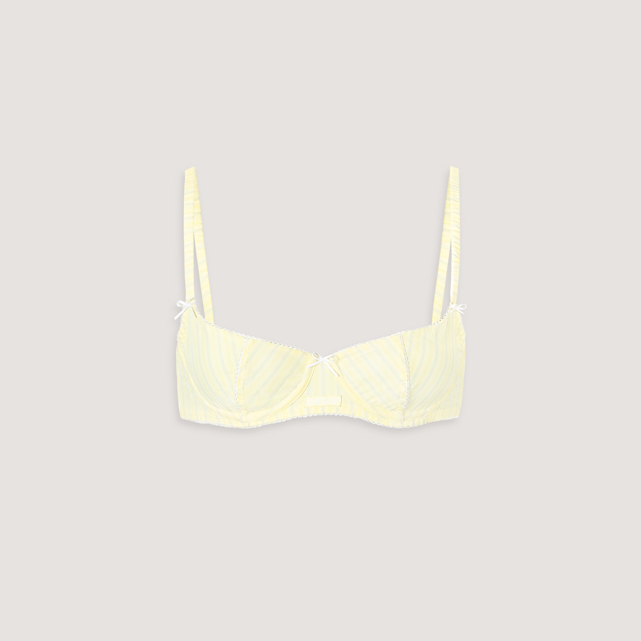 Striped Cotton Balcony Bra - Yellow - Image 7